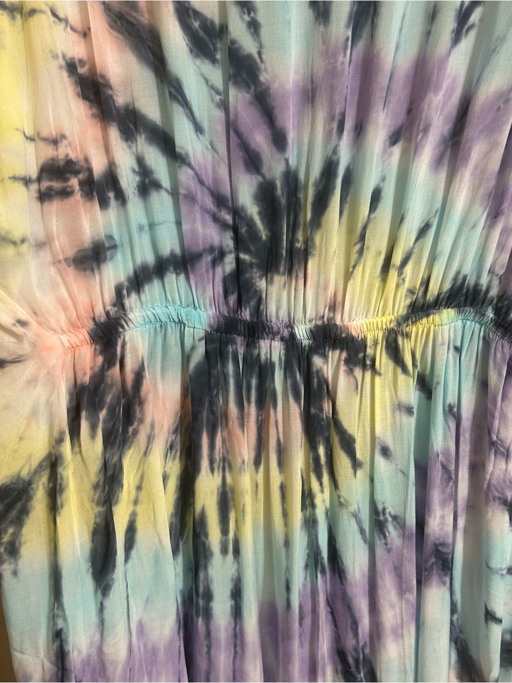 Surf Gypsy Pastel Tie-Dye Maxi Dress in Blue, Purple, Yellow, Pink - Picture 3 of 9